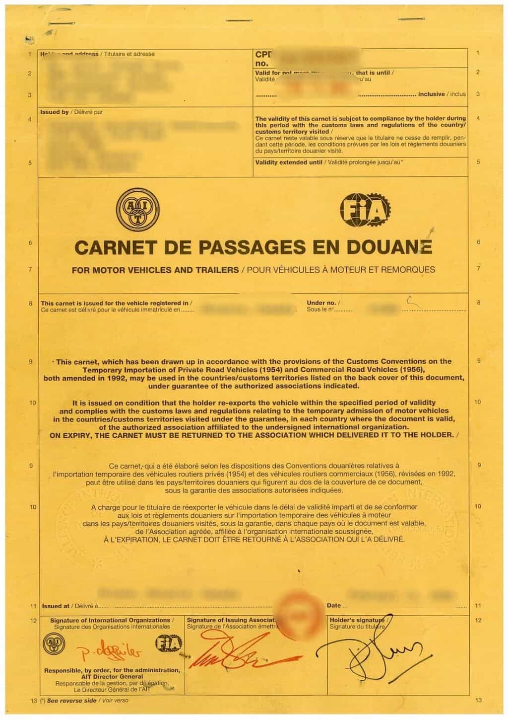 What Does a Carnet Document Look Like? Examples of a Carnet Document