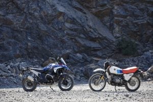 The old and the new; the OG R80 G/S on the right, the new R1300 GS on the left. Photo: BMW
