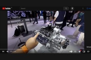 This screen capture (see the whole video below) shows Great Wall's new eight-cylinder touring bike engine. Image: YouTube
